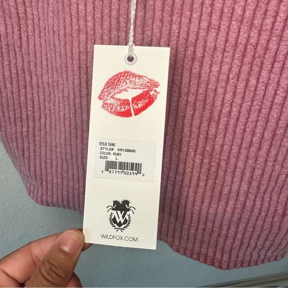 WildFox pink ribbed tank size Large NWT - Picture 3 of 3